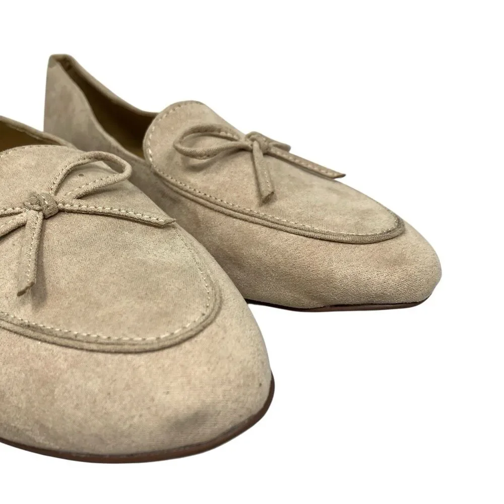 J Crew Shoes Womens‎ 7 Beige Faux Suede Bow Loafers Ballet Flats Feminine